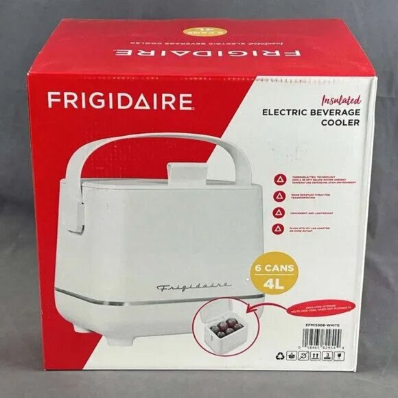 Frigidaire Top Opening White 6-Can Insulated Mini-Fridge/Cooler. NIP - Picture 6 of 9